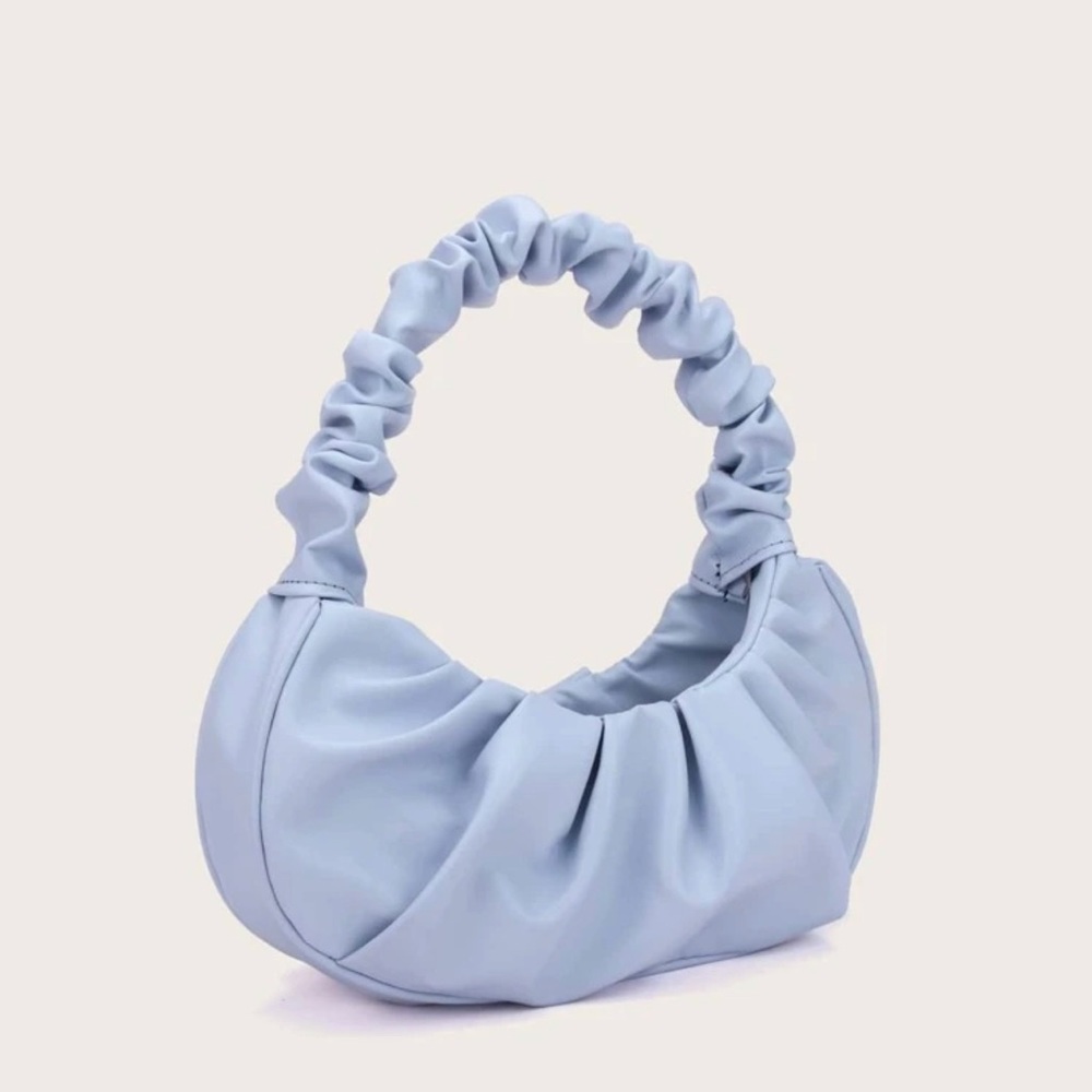 Baguette Ruched Mini Shoulder Mini Leather Purse.